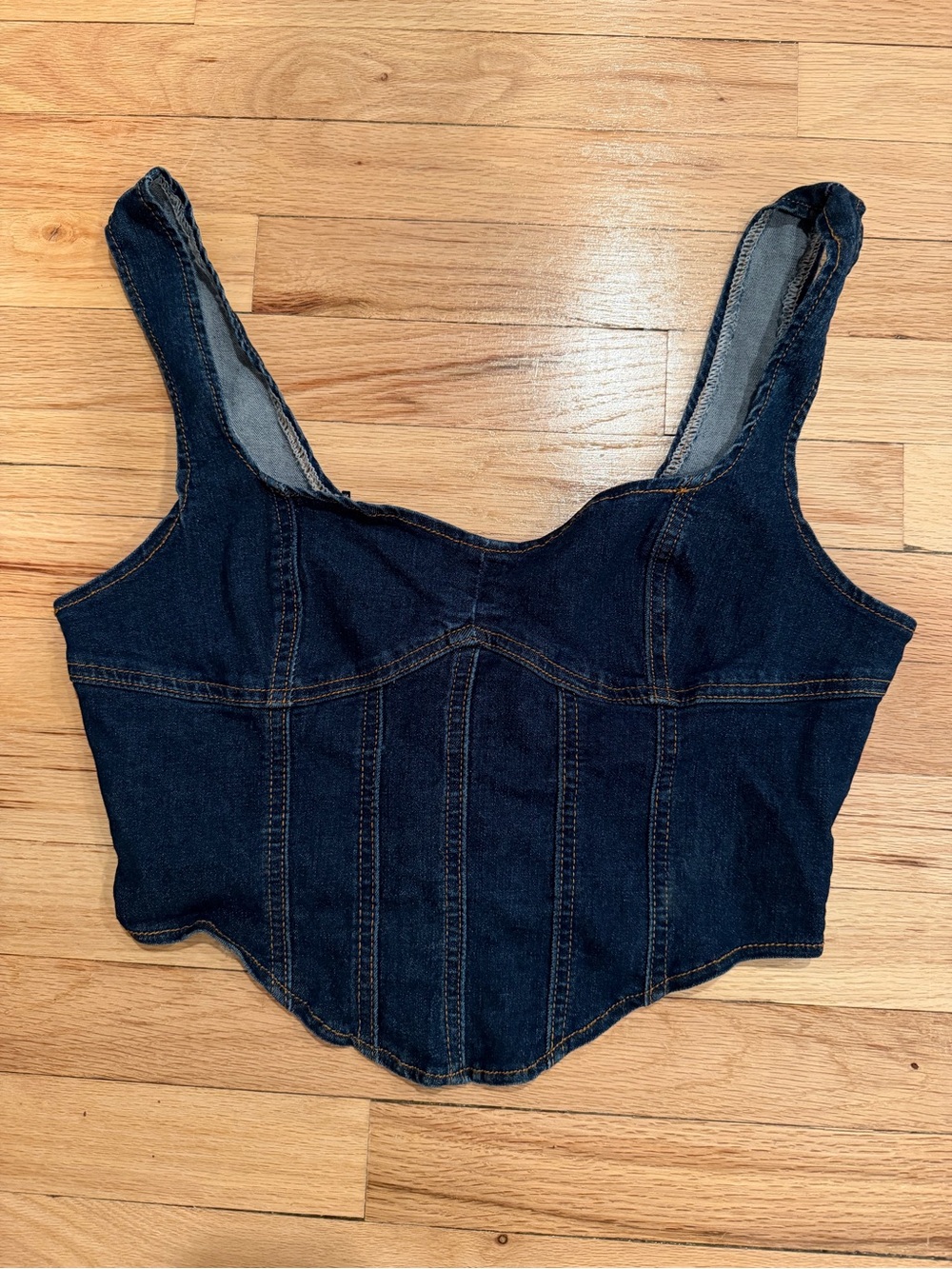 SHEIN Dark Blue Denim Corset Crop Top